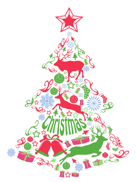 Merry christmas tree - Διάνυσμα, εικόνα