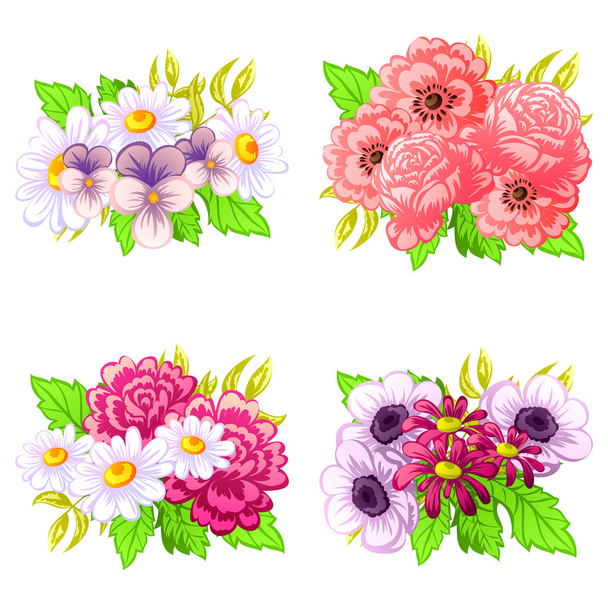 Flower bouquet set - Διάνυσμα, εικόνα