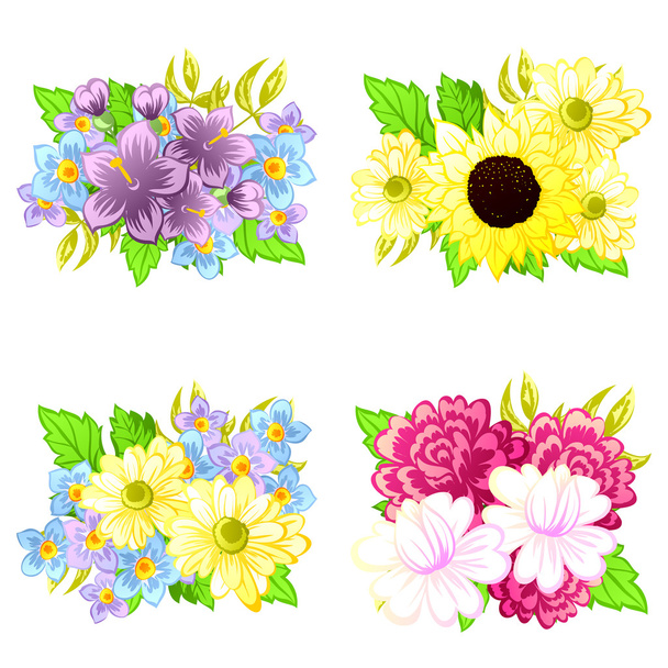 Flower bouquet set - Vector, Image