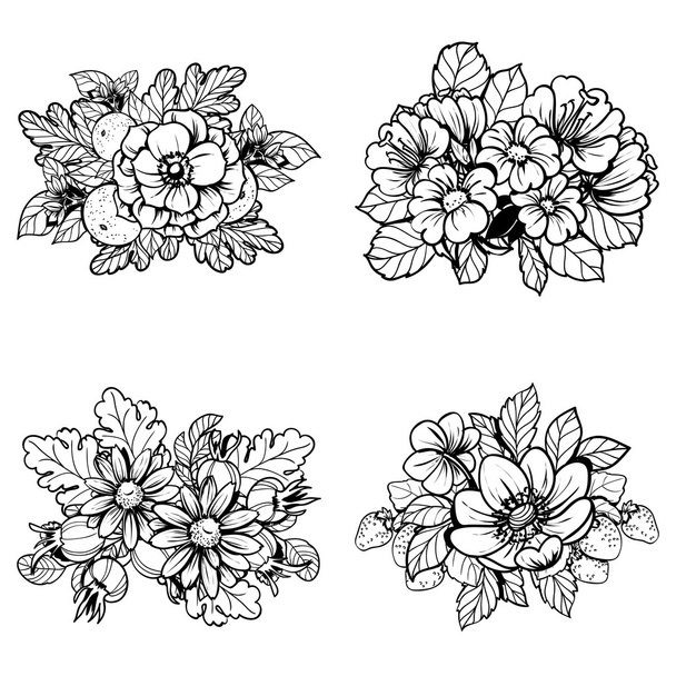 Flower bouquet set - Vettoriali, immagini