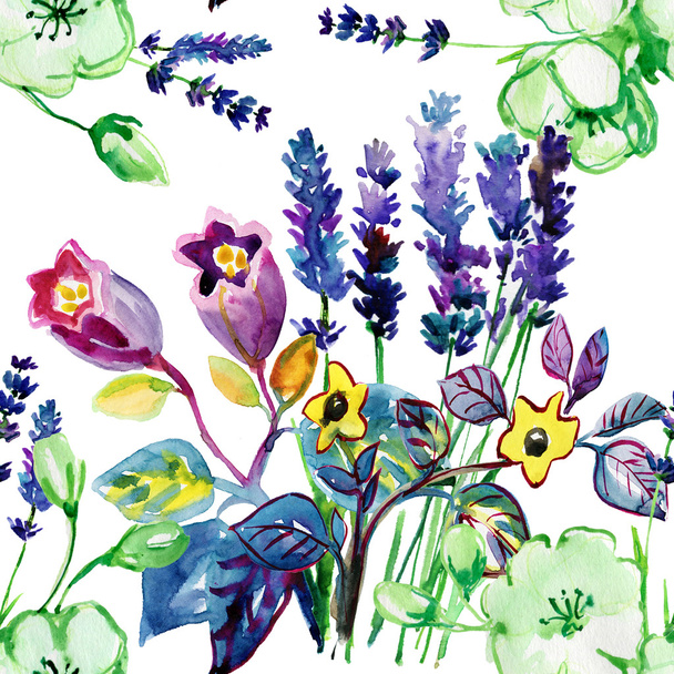 Stylized flowers watercolor - Photo, image