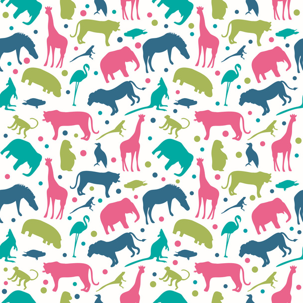 Animals silhouette seamless pattern. - Vector, afbeelding