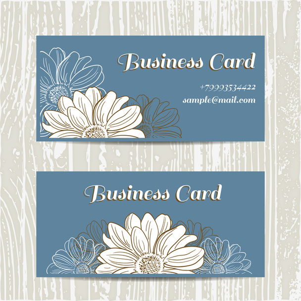 Business Cards With Camomiles - Διάνυσμα, εικόνα