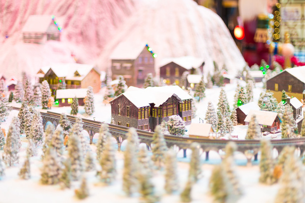 verschneite Winterszene eines kleinen Weilers Modell - Foto, Bild