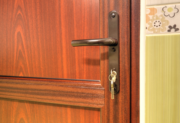 Moderní dřevěné dveře s rukojetí - Fotografie, Obrázek