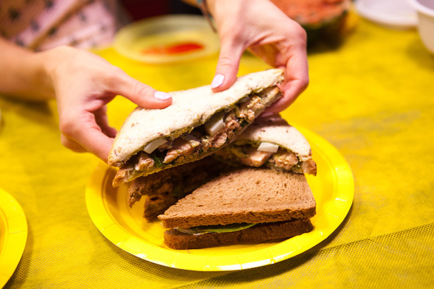 Sandwich with fish and egg - Фото, изображение