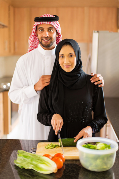 couple cooking in home kitchen - Φωτογραφία, εικόνα