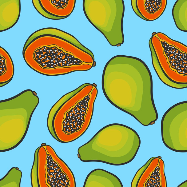 Спелые вкусные нарезанные папайи
 - Вектор,изображение