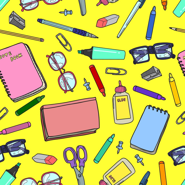 Stationery, books and glasses - Vector, Imagen