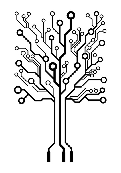 Vector square circuit board tree - Vector, imagen