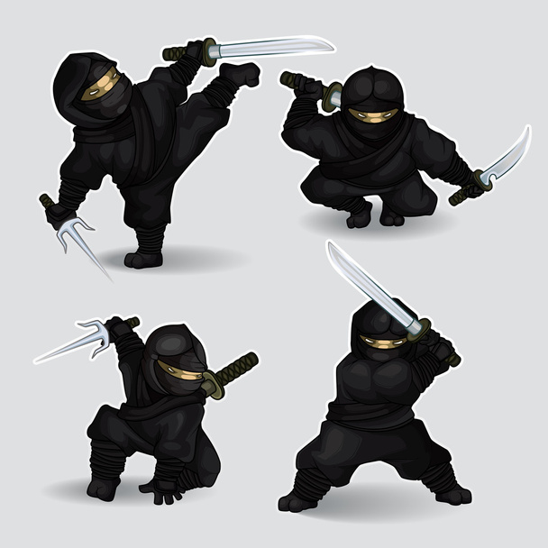 ninja assassin kümesi - Vektör, Görsel