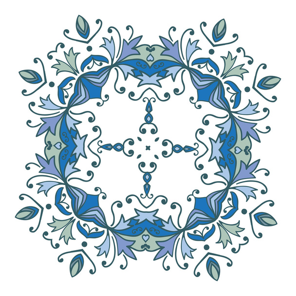手描きゼンタングル花装飾カラーフレーム - ベクター画像