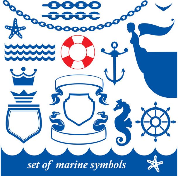 Set of marine elements - Vector, Image