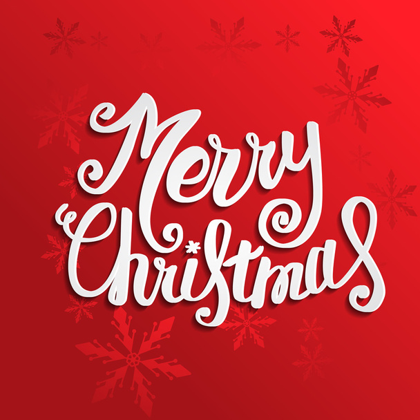 Vector Merry Christmas card with Christmas lettering, handmade calligraphy - ベクター画像