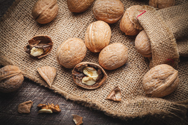 walnuts on jute - Photo, Image