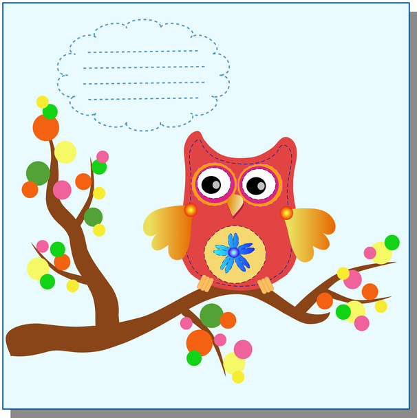 Little sweet owl message - Vektori, kuva