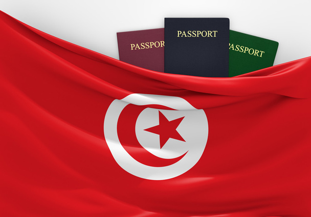 Reizen en toerisme in Tunesië, met diverse paspoorten - Foto, afbeelding