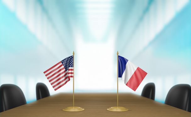 États-Unis et la France relations et accords commerciaux parle rendu 3D
 - Photo, image