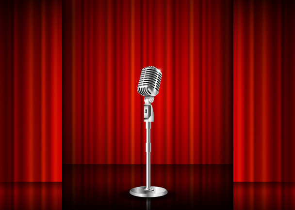 Microphone et rideau rouge
 - Vecteur, image