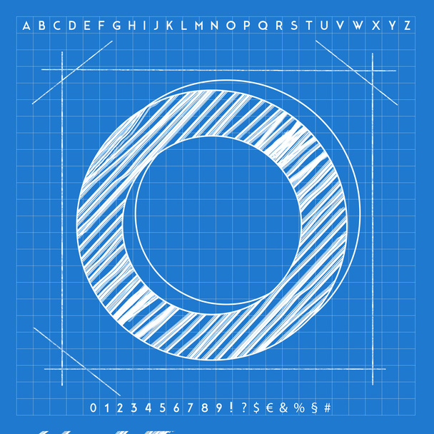 3d blueprint font - Photo, Image