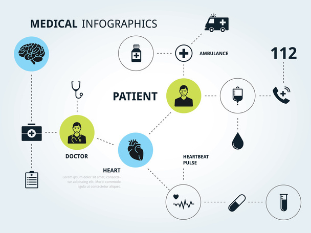 Medical system connections icon set - Vector, Image