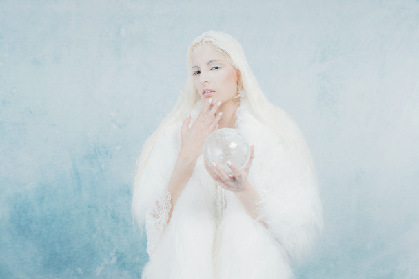 Snow Queen with Long White Hair - 写真・画像