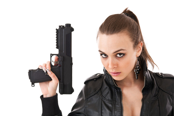 Woman with a gun - Foto, imagen