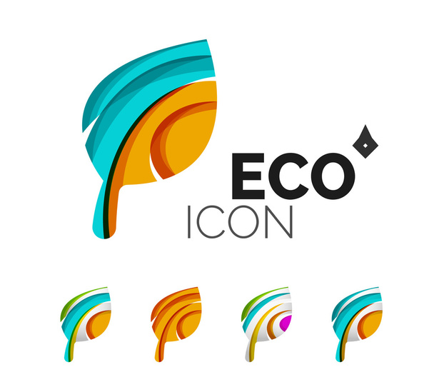 Набір абстрактних еко-листяних значків, концепції природи бізнес логотипу, чистий сучасний геометричний дизайн
 - Вектор, зображення