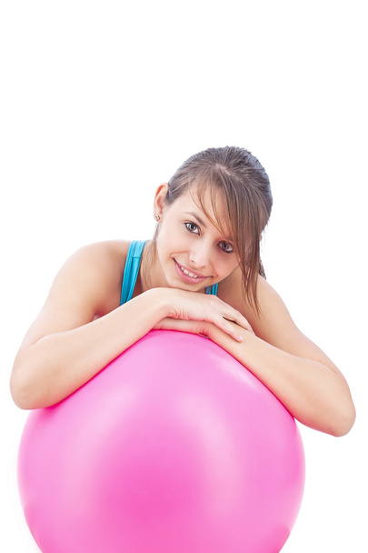 Girl with fitness ball - Photo, image