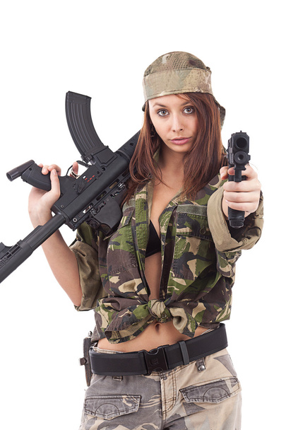 Young woman soldiers - Foto, Imagen