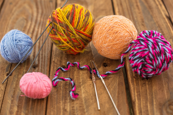 the skeins of colorful thread and needles - Photo, Image