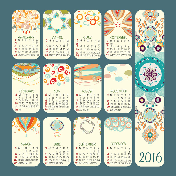新しいカレンダー 2016 年. - ベクター画像