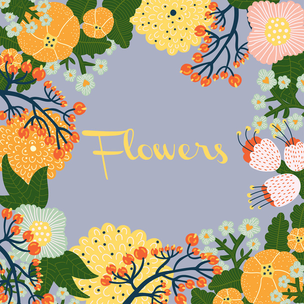 Colorful flowers postcard - Vector, Image