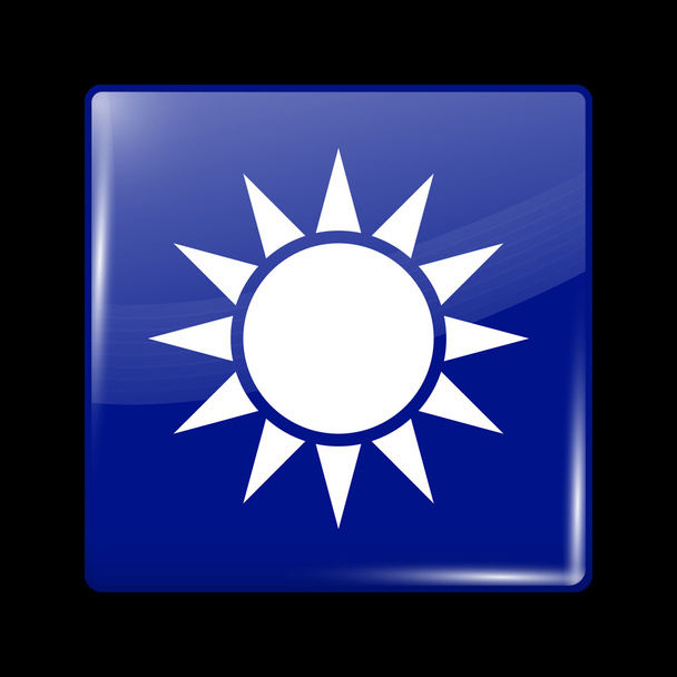 Tajvan Variant zászló. Üveges ikon-négyzet alakú - Vektor, kép