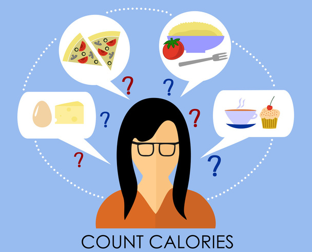 A healthy lifestyle to count calories - Vector, Image