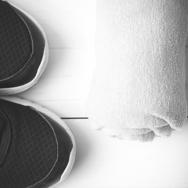 running shoes and towel black and white tone color style - Foto, immagini