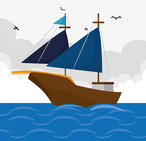 antikes Segelboot  - Vektor, Bild