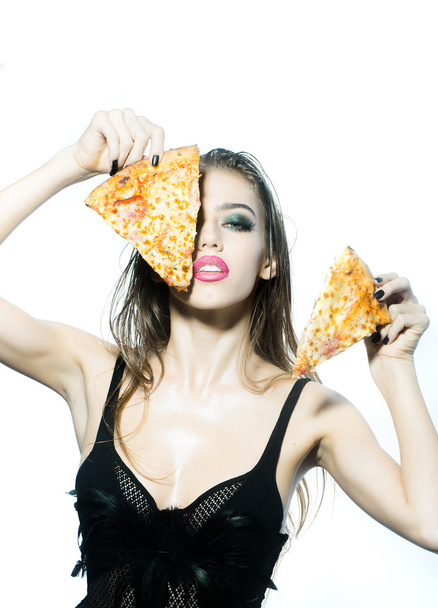 Young girl with pizza - Фото, зображення