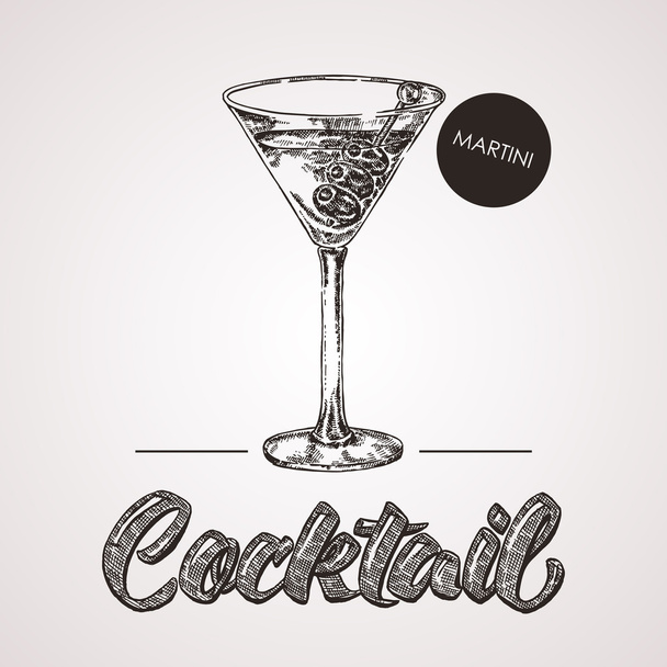 Cocktail disegnato a mano con testo. Illustrazione vettoriale
 - Vettoriali, immagini