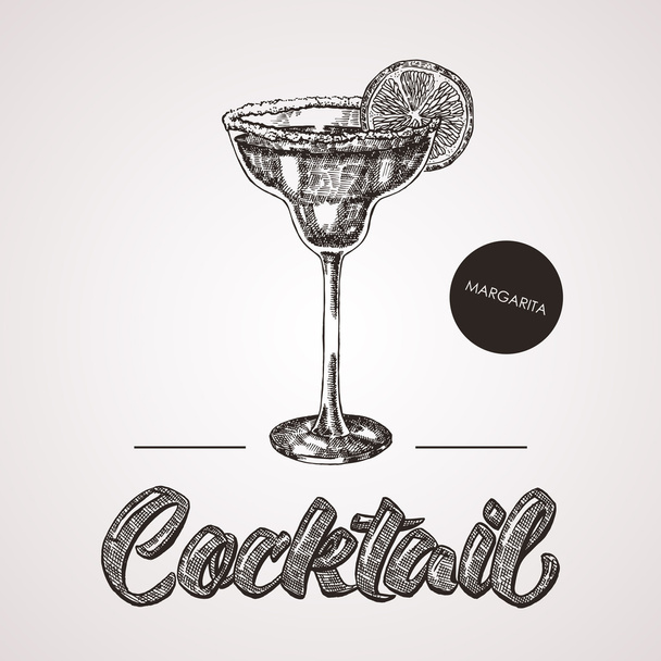 Cocktail disegnato a mano con testo. Illustrazione vettoriale
 - Vettoriali, immagini