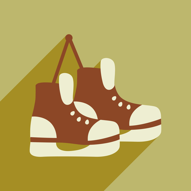 flat icon with long shadow pair of skates - Vector, Image