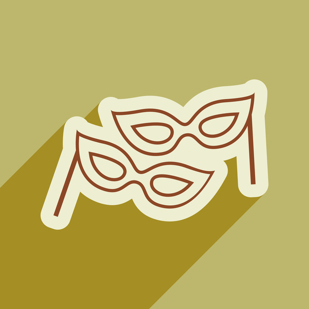 ploché ikony s dlouhou stín karnevalové masky - Vektor, obrázek