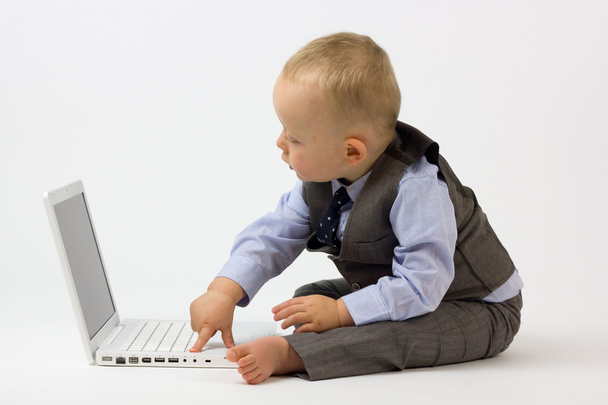 Baby Typing on Laptop - Photo, Image