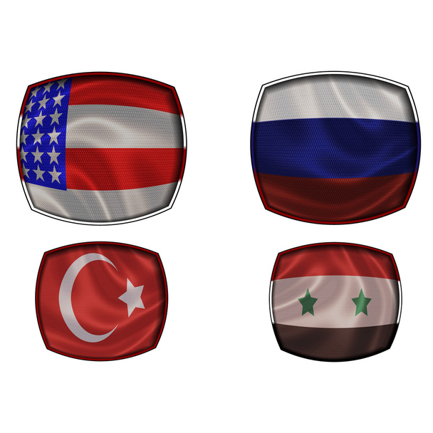 Russia, Syria, United States, Turkey - Vektori, kuva