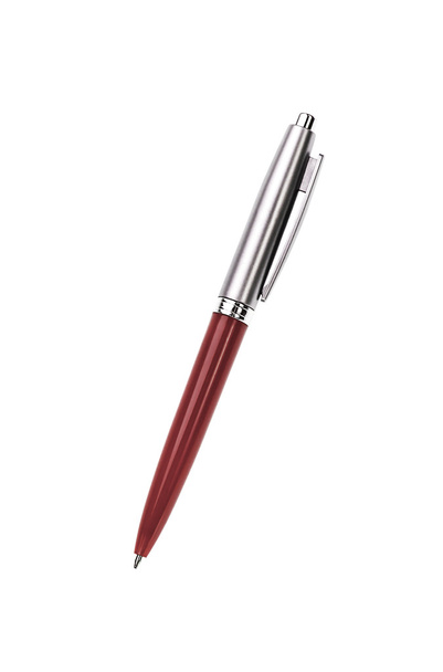 červené stříbrné pero izolovaných na bílém - Fotografie, Obrázek