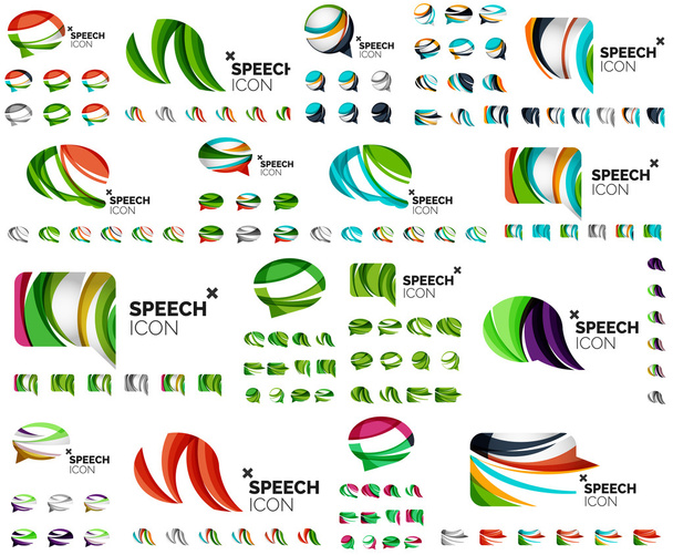 Speech bubble mega set, clouds. Colorful geometric design, icon or company logo collection - Wektor, obraz