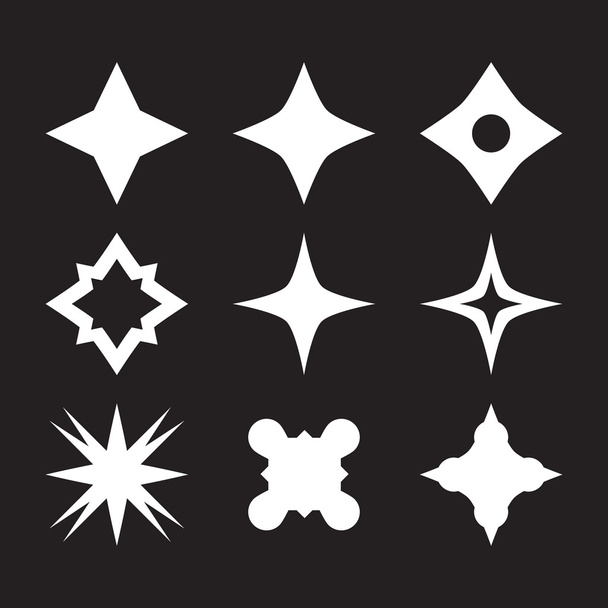 Sparkles and starbursts symbols. Lens or glass flare. Flat stars glitter, logo. - Vektor, obrázek