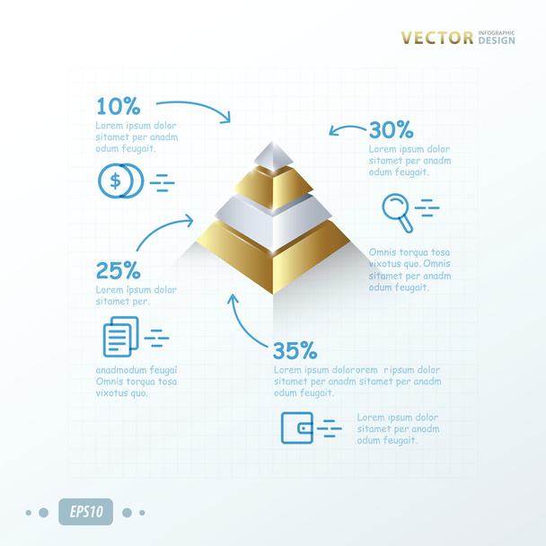 pirâmide 3D de ouro
  - Vetor, Imagem