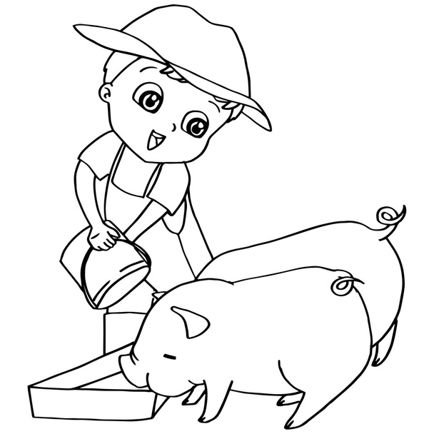 Розмальовка дитяче годування свиней вектор
 - Вектор, зображення