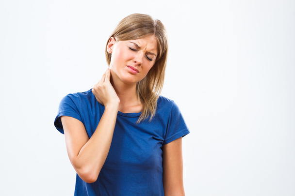 woman is having neck pain - Фото, изображение